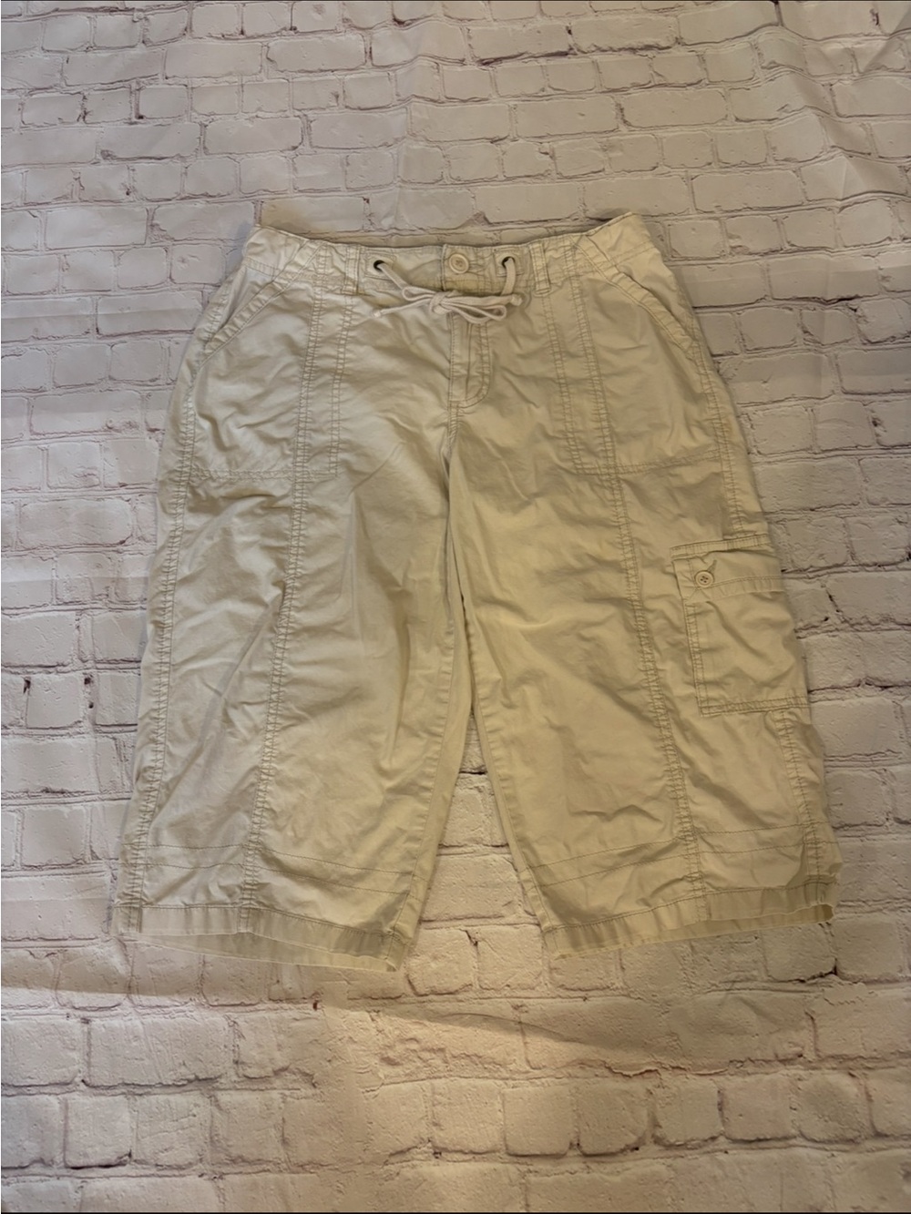 St. John's Bay Stretch Bermuda Shorts in Light Cream